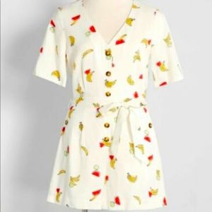 Ivory Fruit printed romper